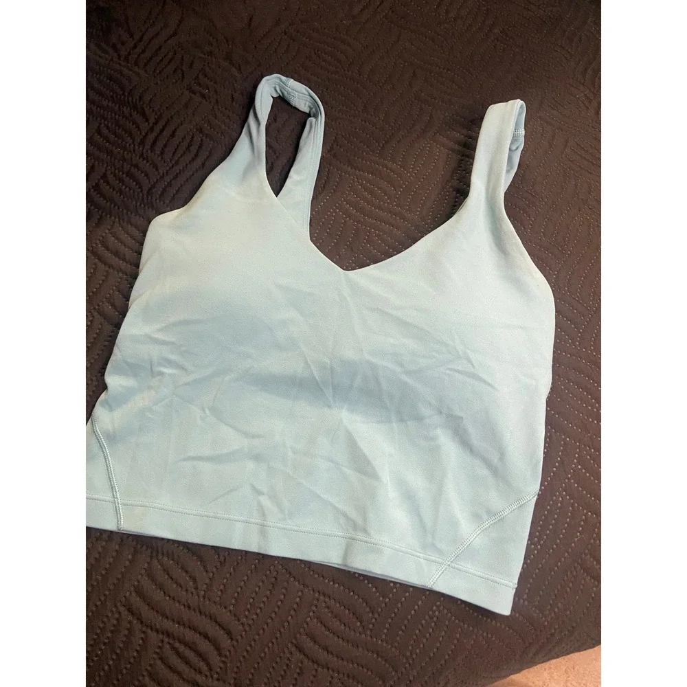 Lululemon Align Tank Top Tidal Teal Blue Nulu Yoga Crop Top Size 2 LW1DUDS